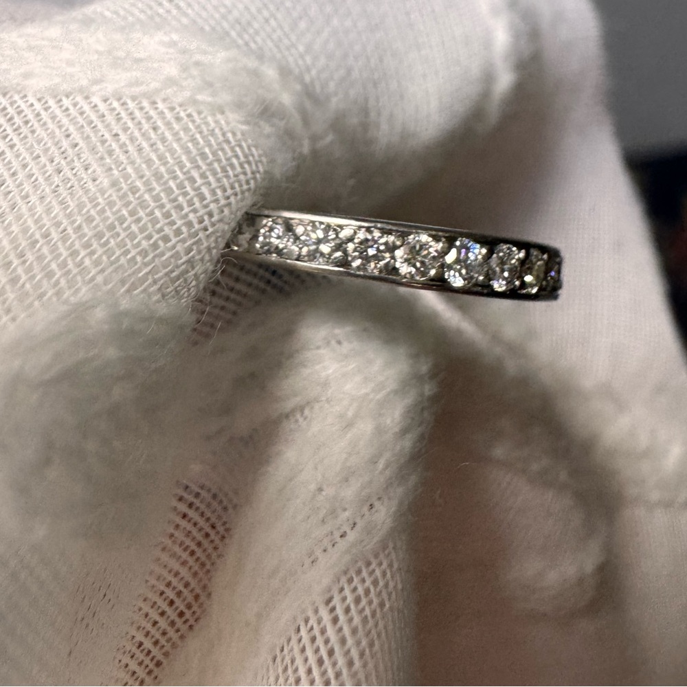 Authentic Vintage Tiffany and Co. Diamond Platinum Half Eternity Wedding Band - Picture 5 of 14